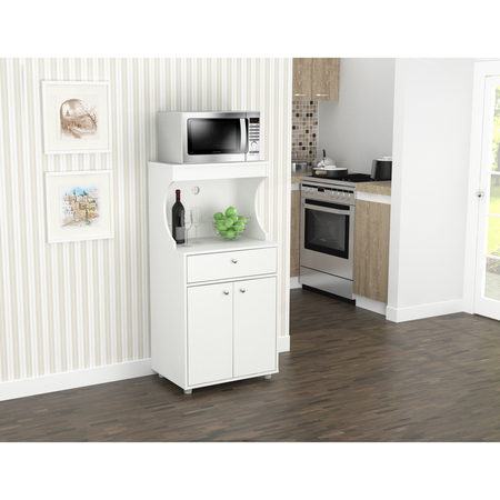 INVAL Kitchen/Microwave Storage Cabinet 23.6 in. W x 17.1 in. D x 50 in. H in White GCM-061